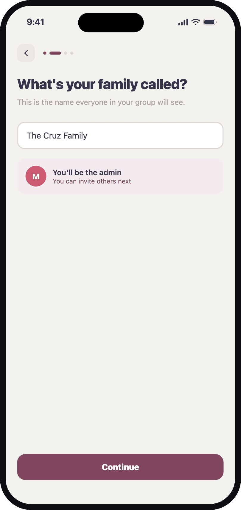 Naming your family group in CartPatt